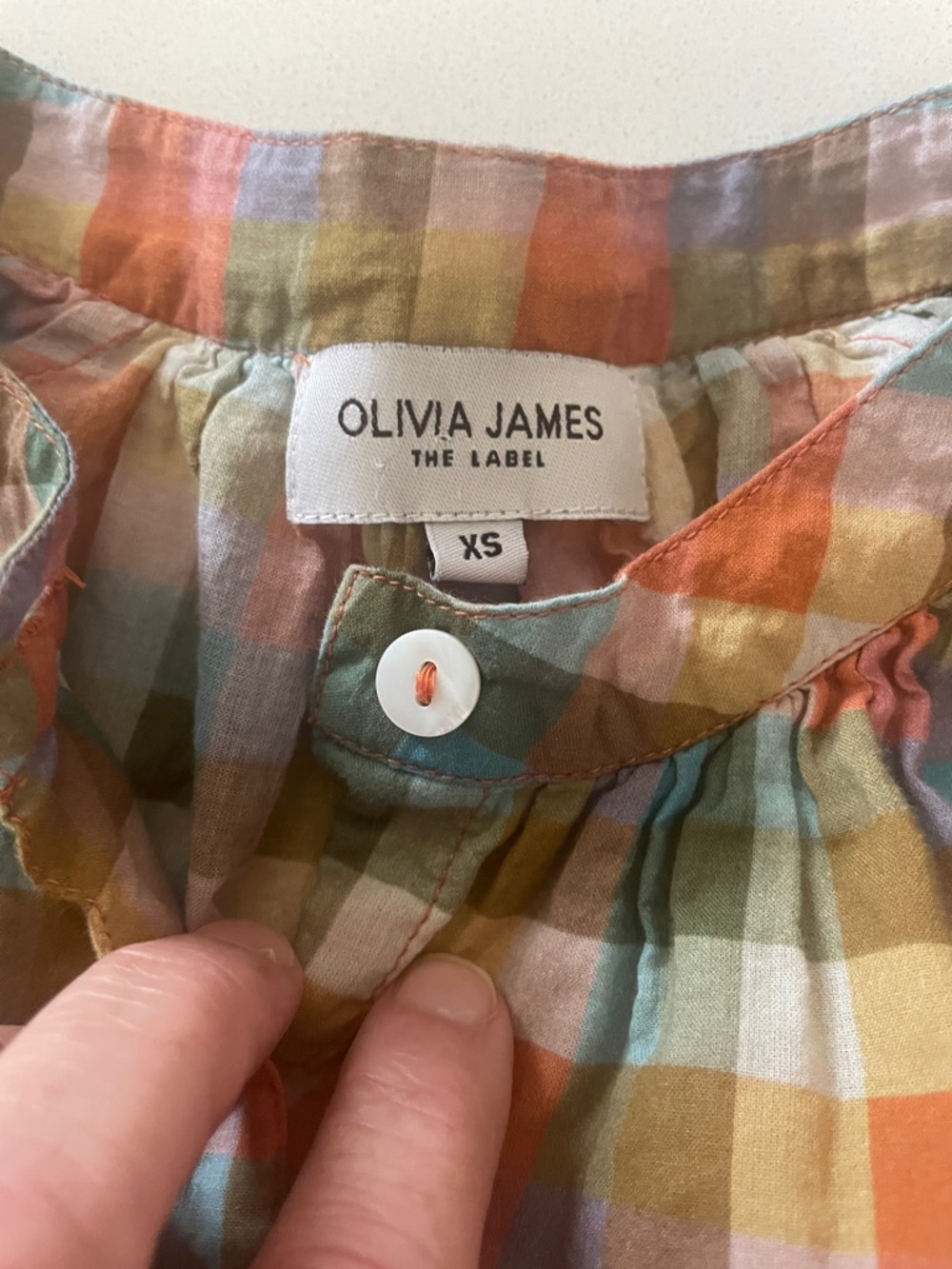 Olivia James The Label Emory Blouse Plaid Button-Front XS 100% Cotton - Picture 4 of 10